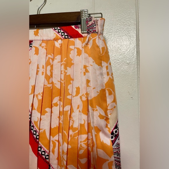 CHICOS Pleated Maxi Skirt Pink Floral Paisley Size 1 (8-10) Medium - Picture 5 of 10